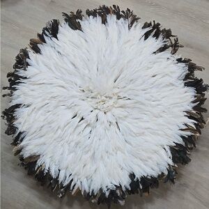 Authentic Black and White Feather Wall Decor (Juju Hat) - 32"